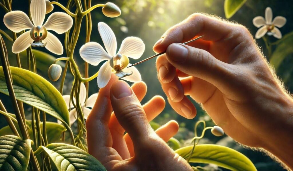 Hand-Pollinating the Vanilla Flowers
