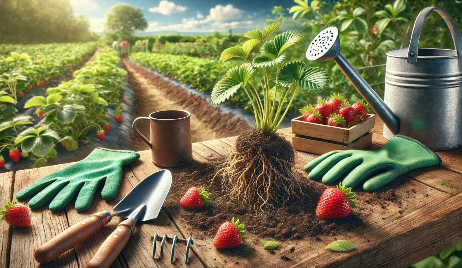 Planting bare root strawberry plants