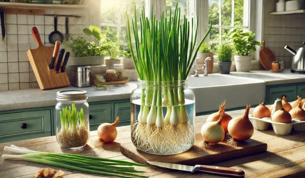 Regrowing Green Onions from Kitchen Scraps