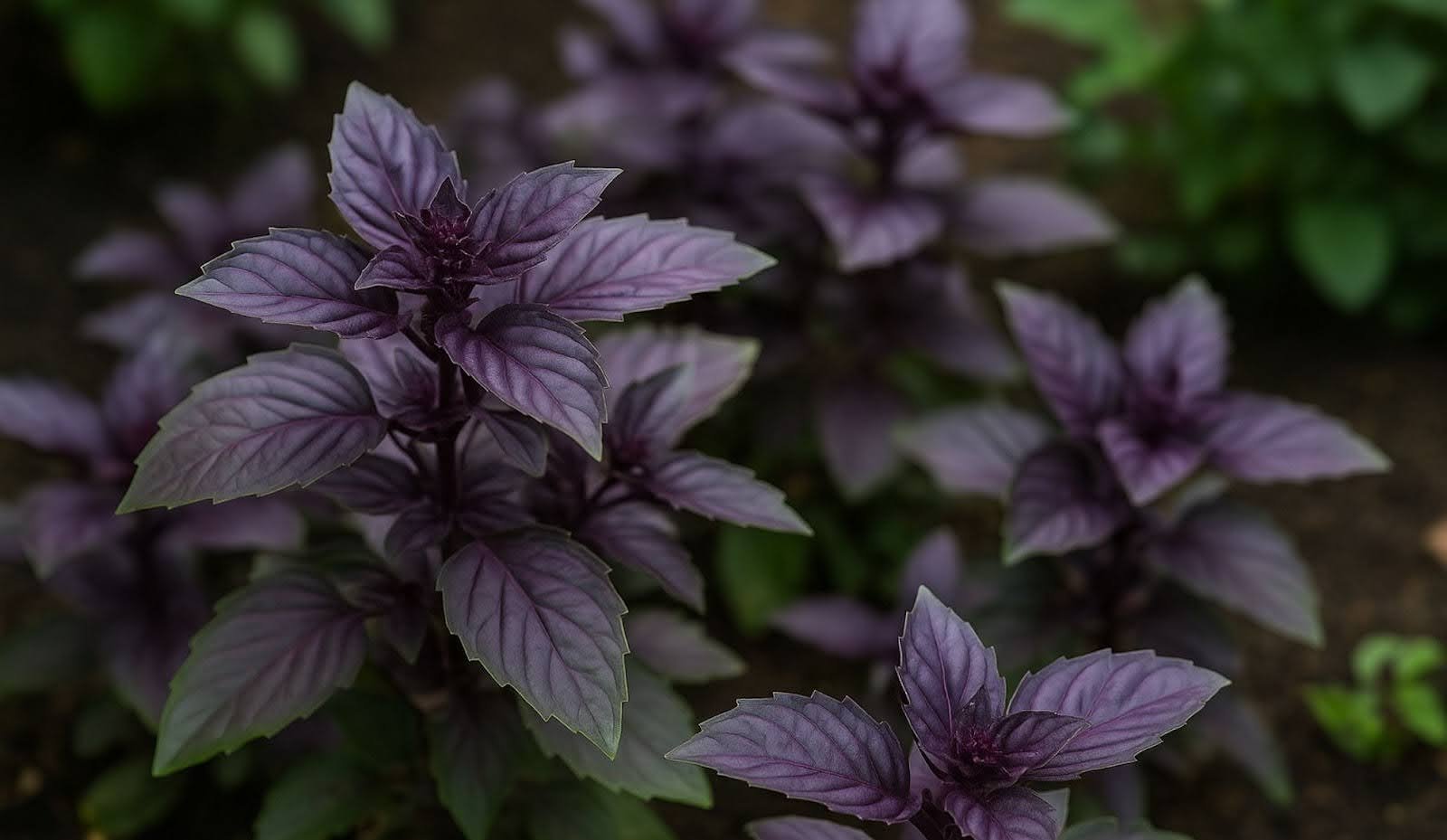 Purple basil plants