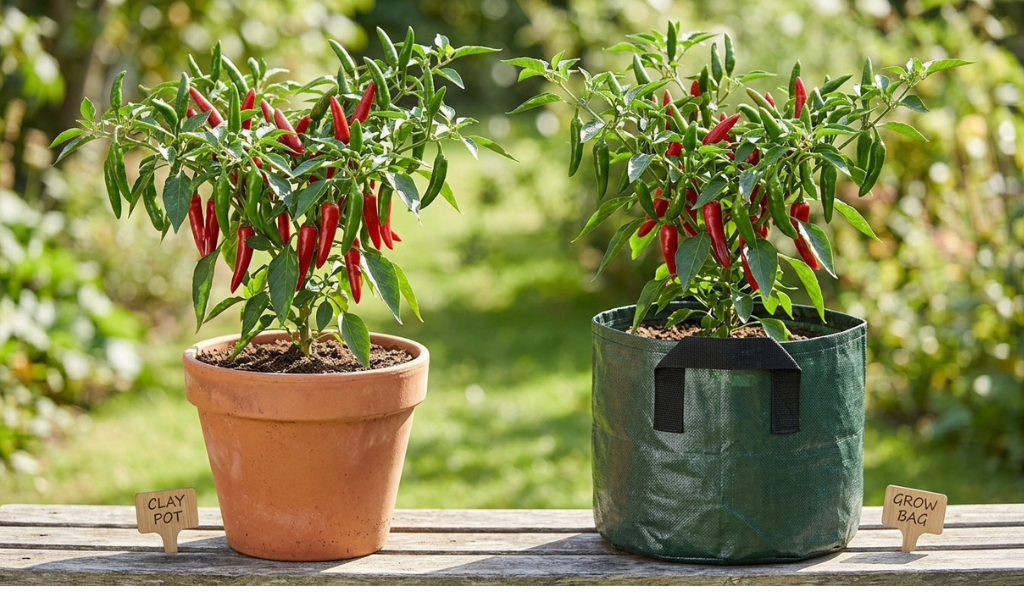 Clay Pots vs. Plastic Bags for Growing Chili: Fabric Grow Bag vs. Plastic Pot for Better Growth