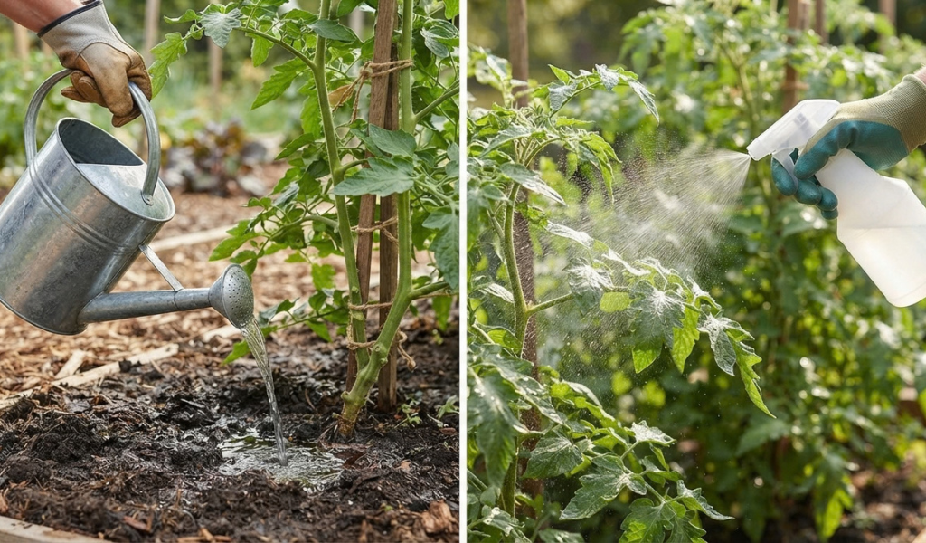 Comparison of a soil drench and a foliar spray application of Epsom salt for tomato plants